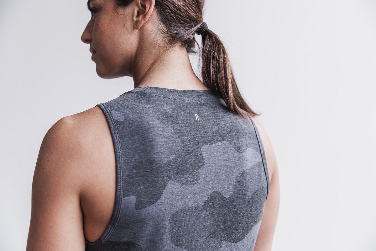 Nobull Muscle Women's Tank Tops Grey Camo | Australia (WB6152)